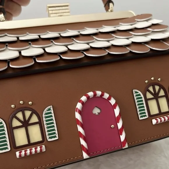 NWT Kate Spade Gingerbread House Top Handle Crossbody Bag Novelty Christmas Gift - Picture 4 of 12